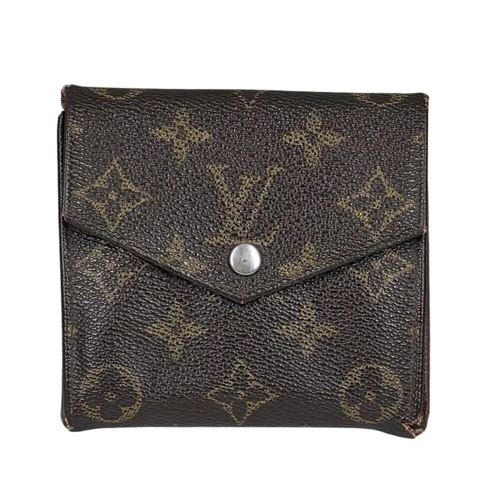 LOUIS VUITTON VINTAGE MONOGRAM CANVAS SNAP WALLET – BROWN – EDGE/INTERIOR WEAR